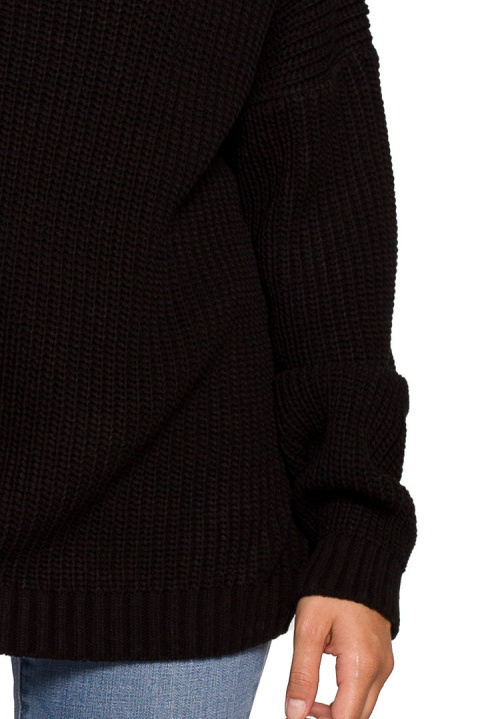 Sweter damski z półgolfem oversize gruby ciepły czarny BK078 Sweter damski z półgolfem oversize gruby ciepły czarny BK078