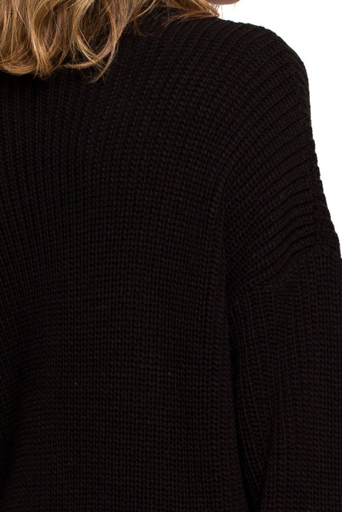 Sweter damski z półgolfem oversize gruby ciepły czarny BK078 Sweter damski z półgolfem oversize gruby ciepły czarny BK078