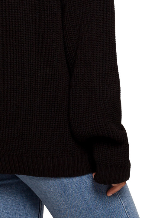 Sweter damski z półgolfem oversize gruby ciepły czarny BK078 Sweter damski z półgolfem oversize gruby ciepły czarny BK078