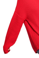 Sweter damski z półgolfem oversize gruby ciepły czerwony BK078