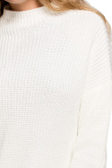 Sweter damski z półgolfem oversize gruby ciepły ecru BK078