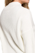 Sweter damski z półgolfem oversize gruby ciepły ecru BK078