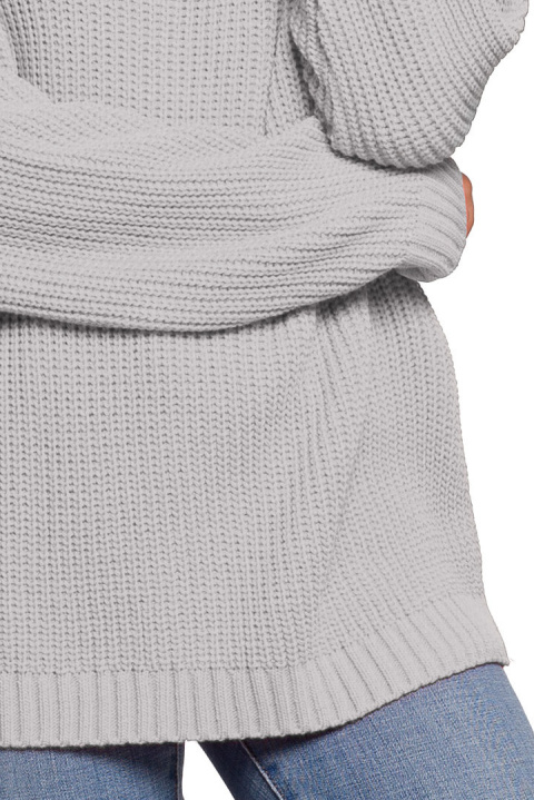 Sweter damski z półgolfem oversize gruby ciepły szary BK078 Sweter damski z półgolfem oversize gruby ciepły szary BK078