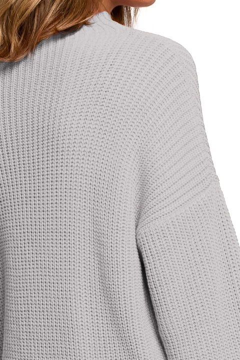 Sweter damski z półgolfem oversize gruby ciepły szary BK078 Sweter damski z półgolfem oversize gruby ciepły szary BK078