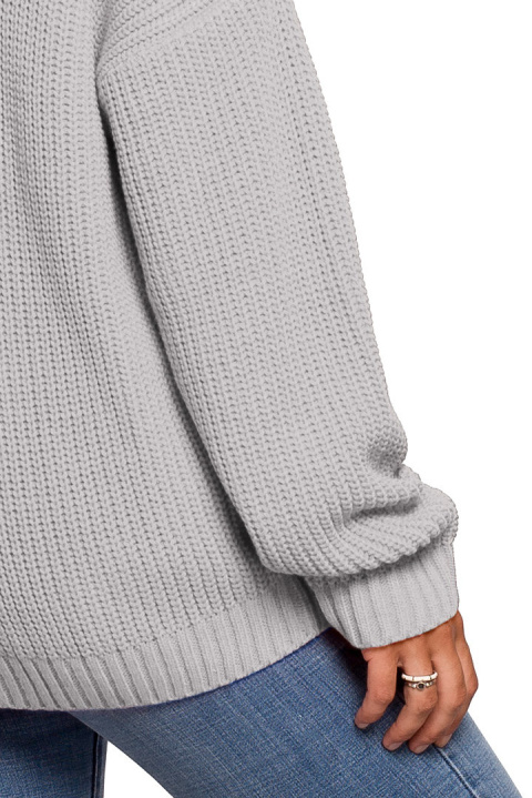 Sweter damski z półgolfem oversize gruby ciepły szary BK078 Sweter damski z półgolfem oversize gruby ciepły szary BK078