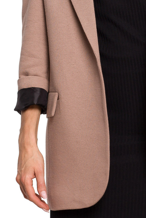 Żakiet damski boyfriend dzianinowy oversize bez zapięcia cappuccino me612 Żakiet damski boyfriend dzianinowy oversize bez zapięcia cappuccino me612
