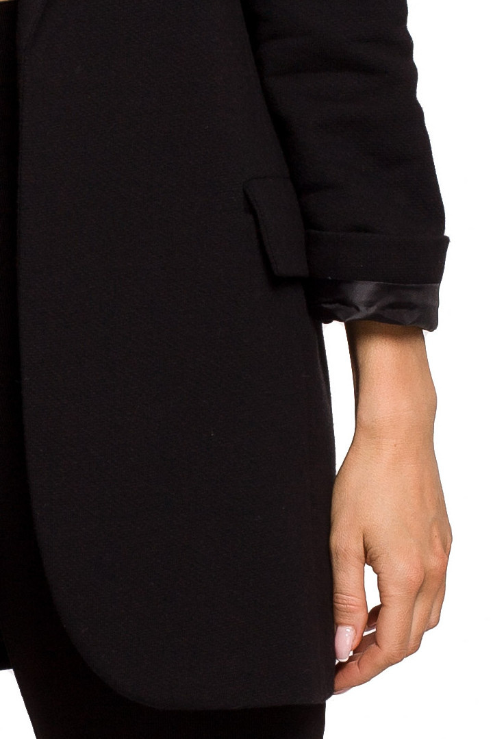 Żakiet damski boyfriend dzianinowy oversize bez zapięcia czarny me612 Żakiet damski boyfriend dzianinowy oversize bez zapięcia czarny me612