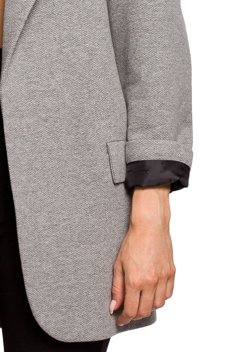 Żakiet damski boyfriend dzianinowy oversize bez zapięcia szary me612 Żakiet damski boyfriend dzianinowy oversize bez zapięcia szary me612