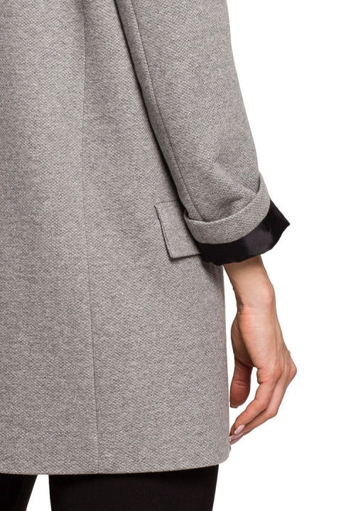 Żakiet damski boyfriend dzianinowy oversize bez zapięcia szary me612 Żakiet damski boyfriend dzianinowy oversize bez zapięcia szary me612
