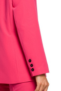 Żakiet damski klasyczny luźny zapinany na jeden guzik różowy me602
