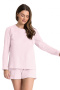 Bluzka damska do spania domowa dzianinowa basic różowa LA076