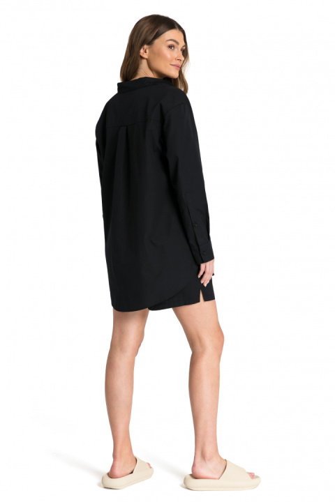 Koszula damska klasyczna boyfriend oversize zapinana czarna LA079 Koszula damska klasyczna boyfriend oversize zapinana czarna LA079