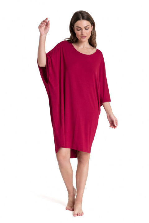 Koszulka damska nocna do spania oversize z wiskozy bordowa LA071 Koszulka damska nocna do spania oversize z wiskozy bordowa LA071