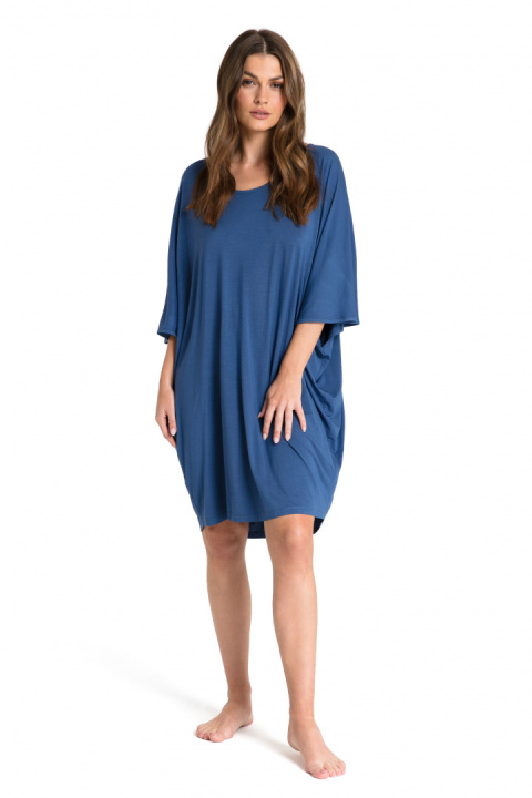 Koszulka damska nocna do spania oversize z wiskozy niebieska LA071 Koszulka damska nocna do spania oversize z wiskozy niebieska LA071