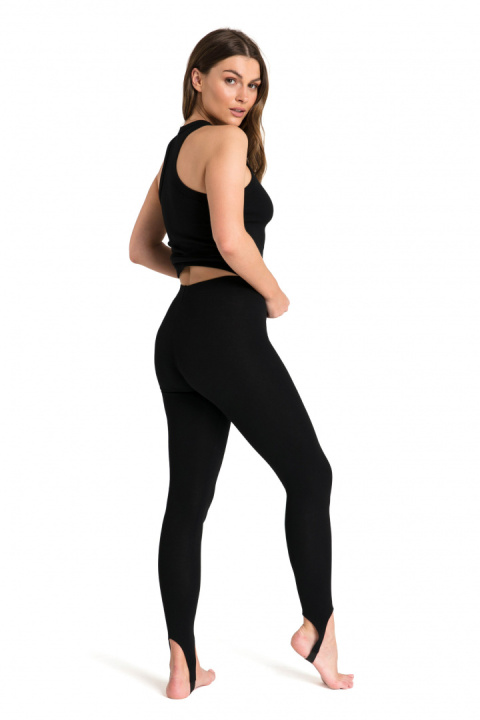 Spodnie damskie legginsy z zapiętkiem dzianinowe z gumką czarne LA088 Spodnie damskie legginsy z zapiętkiem dzianinowe z gumką czarne LA088