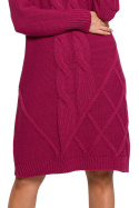 Sukienka swetrowa midi z golfem i długim rękawem różowa me634