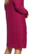 Sukienka swetrowa midi z golfem i długim rękawem różowa me634