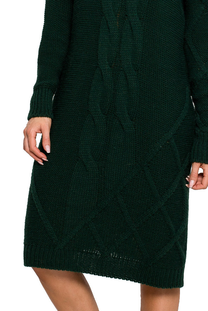 Sukienka swetrowa midi z golfem i długim rękawem zielona me634