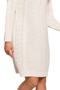 Sukienka swetrowa midi z półgolfem i długim rękawem beżowa me635