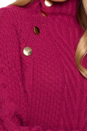 Sukienka swetrowa midi z półgolfem i długim rękawem różowa me635
