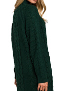 Sukienka swetrowa midi z półgolfem i długim rękawem zielona me635
