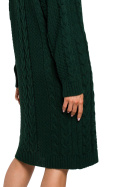 Sukienka swetrowa midi z półgolfem i długim rękawem zielona me635