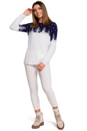 Sweter damski świąteczny z motywem choinek granatowy MXS05
