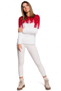 Sweter damski świąteczny z motywem choinek czerwony MXS05