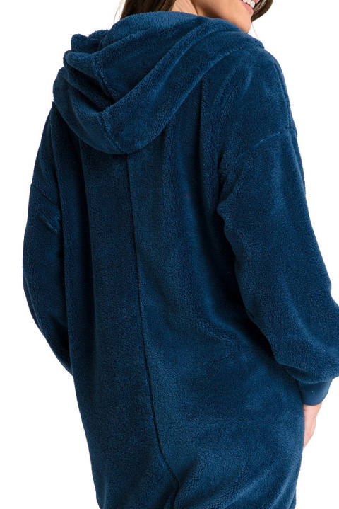 Bluza damska długa pluszowa oversize z kapturem granatowa LA081 Bluza damska długa pluszowa oversize z kapturem granatowa LA081