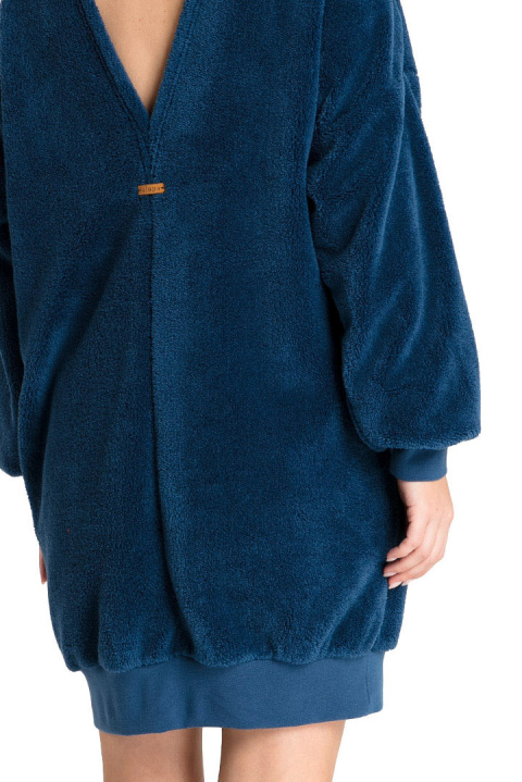 Bluza damska tunika pluszowa oversize dekolt z tyłu granatowa LA082 Bluza damska tunika pluszowa oversize dekolt z tyłu granatowa LA082