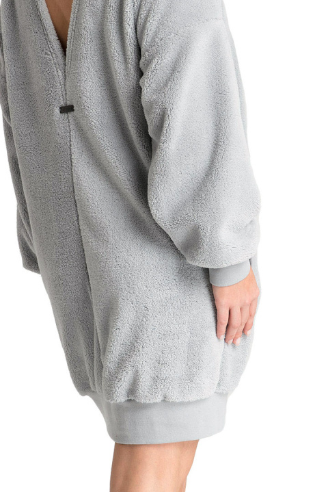 Bluza damska tunika pluszowa oversize dekolt z tyłu szara LA082 Bluza damska tunika pluszowa oversize dekolt z tyłu szara LA082