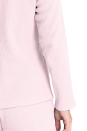 Bluzka damska do spania domowa dzianinowa basic różowa LA076