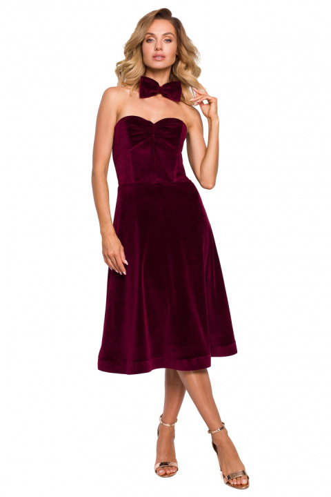 Elegancka mucha damska welurowa bordowa me663 Elegancka mucha damska welurowa bordowa me663