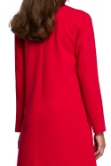 Elegancka sukienka trapezowa z długim rękawem dekolt V czerwona XXL S233
