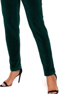 Eleganckie spodnie damskie welurowe proste nogawki zielone me644