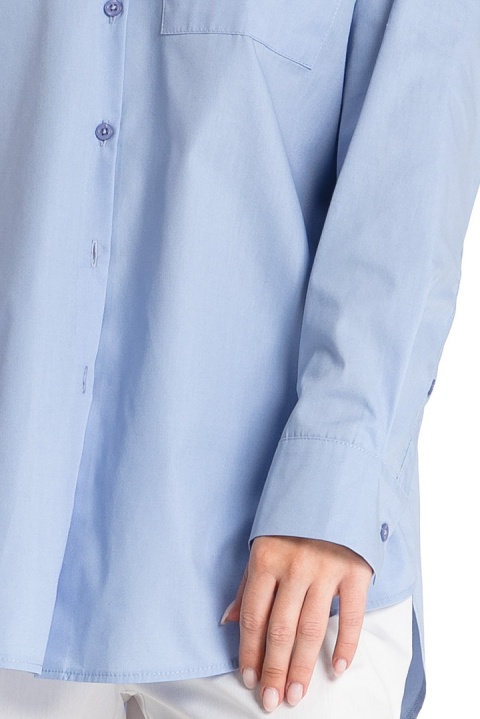 Koszula damska klasyczna boyfriend oversize zapinana niebieska LA079 Koszula damska klasyczna boyfriend oversize zapinana niebieska LA079