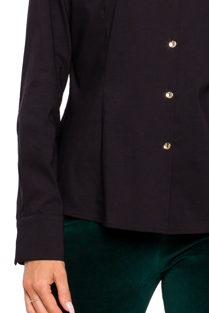 Koszula damska klasyczna taliowana z wiskozy zapinana czarna me650