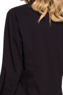 Koszula damska klasyczna taliowana z wiskozy zapinana czarna me650
