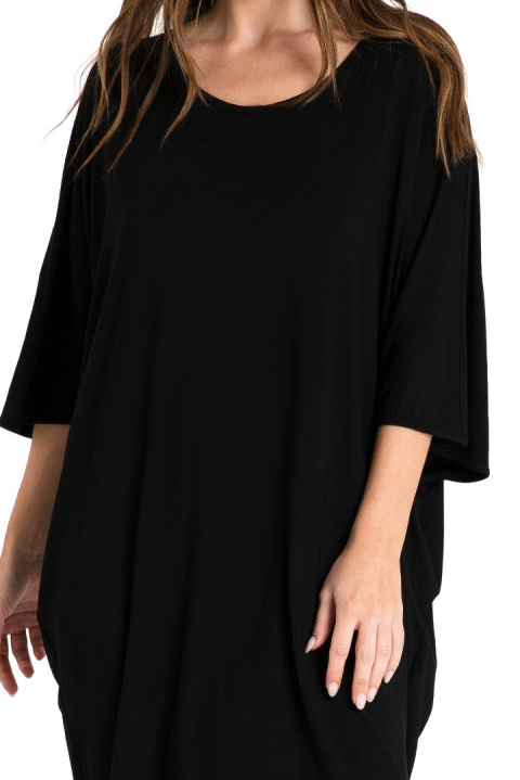 Koszulka damska nocna do spania oversize z wiskozy czarna LA071 Koszulka damska nocna do spania oversize z wiskozy czarna LA071