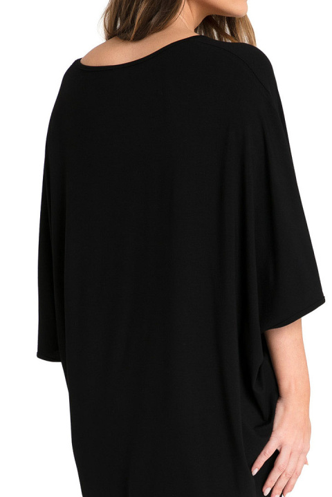 Koszulka damska nocna do spania oversize z wiskozy czarna LA071 Koszulka damska nocna do spania oversize z wiskozy czarna LA071