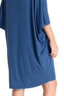 Koszulka damska nocna do spania oversize z wiskozy niebieska LA071