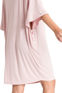 Koszulka damska nocna do spania oversize z wiskozy różowa LA071