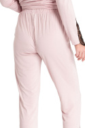 Spodnie damskie do spania z koronką z wiskozy z gumką różowe LA073