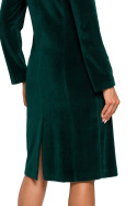 Sukienka żakietowa midi welurowa zapinana długi rękaw zielona me641