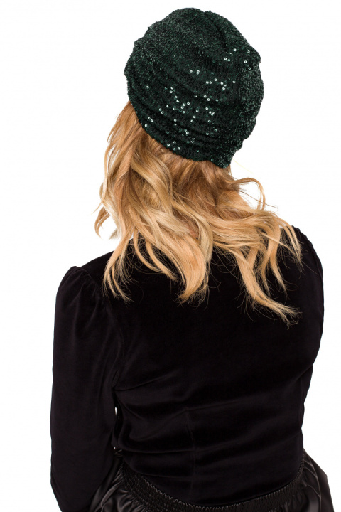 Turban damski czapka w cekiny do włosów zielony me660 Turban damski czapka w cekiny do włosów zielony me660