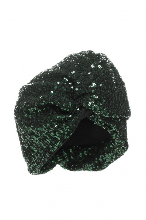 Turban damski czapka w cekiny do włosów zielony me660 Turban damski czapka w cekiny do włosów zielony me660