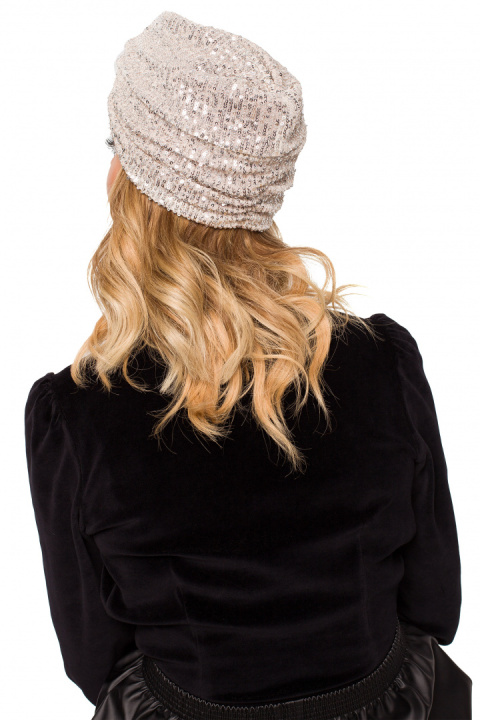 Turban damski czapka w cekiny do włosów szampański me660 Turban damski czapka w cekiny do włosów szampański me660