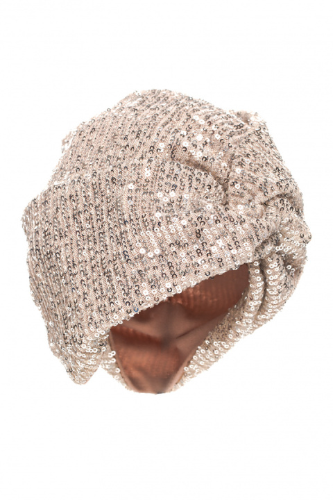 Turban damski czapka w cekiny do włosów szampański me660 Turban damski czapka w cekiny do włosów szampański me660