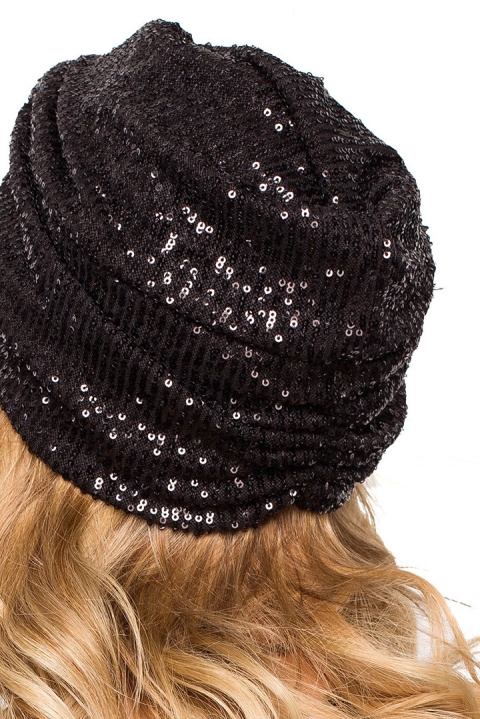 Turban damski czapka w cekiny do włosów czarny me660 Turban damski czapka w cekiny do włosów czarny me660