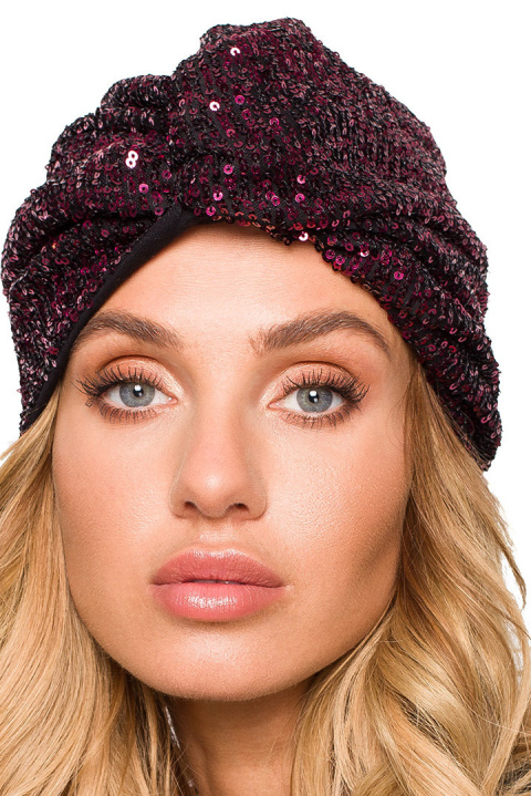 Turban damski czapka w cekiny do włosów wino me660 Turban damski czapka w cekiny do włosów wino me660